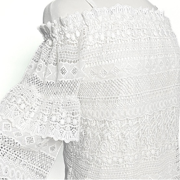 ANTHROPOLOGIE Parker Women’s Jordana Cold Shoulder Ivory Lace Blouse size small - Picture 7 of 7